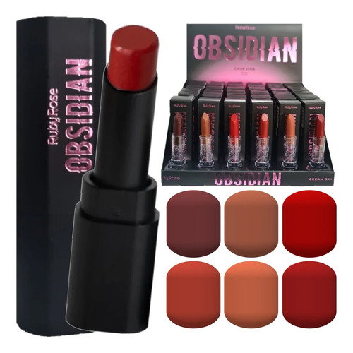 Creme de batom Satin Obsidian Ruby Rose Color Batom Batom Batom Batom Batom Batom