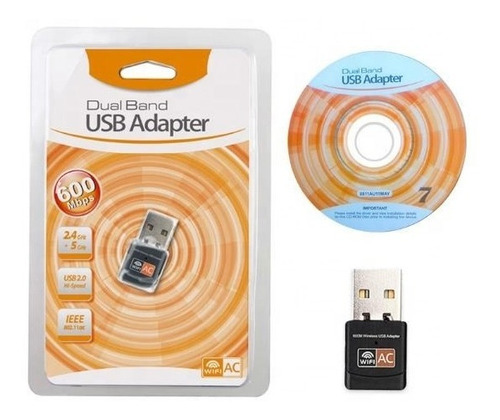 Tarjeta Wifi Inalambrica Doble Banda 2.4g 5.8g 600 Mbps Usb