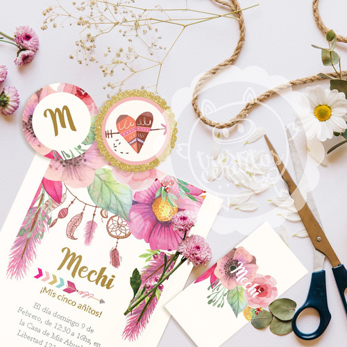 Kit Imprimible Boho Style Chic Textos Editables  3c