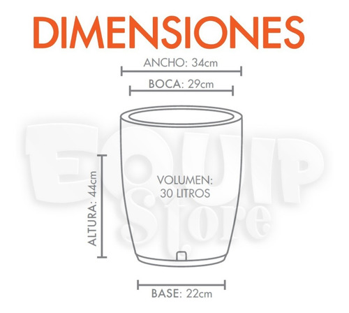 Maceta Plástica Rotomoldeada Simil Piedra 29 X 44 Con Plato Color Marrón