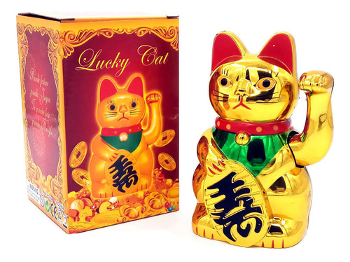 Golden Cat Gold Maneki Neko Cute Lucky Cat Electric De 6 Pul