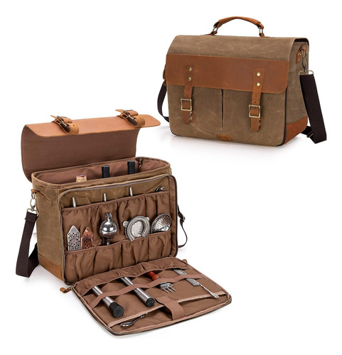 Bolsa Kit De Barman Vintage Compartimentos Flexibles Vi...