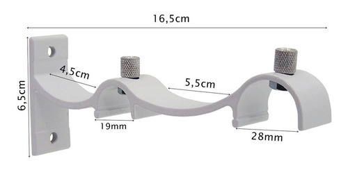 Kit Varão Duplo Deslizante Wave 28mm/19mm 1,60m Alumínio Cor Branco