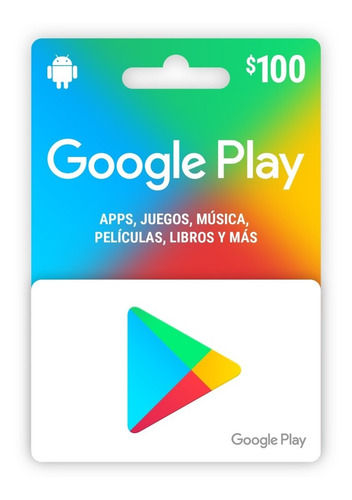 Imagen 1 de 1 de Tarjeta Google Play De 100 Pesos