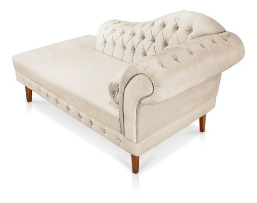 Divã Recamier Mônaco 165 Cm Suede Pés Chanfrado D'rossi Cor Bege