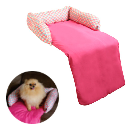 Cama Para Cachorro E Gato Protetora De Sofá Em Poliéster Cor Rosa