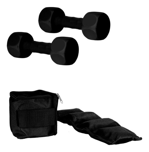 Kit Entrenamiento 2 Tobilleras + 2 Mancuernas Plásticas 2 Kg