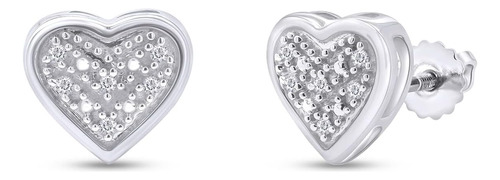 Aretes De Corazón De Diamantes Naturales Blancos De Corte En