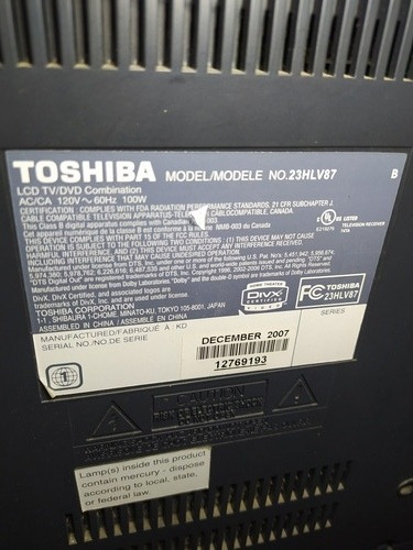 Imagen 1 de 10 de Televisor Toshiba Lcd 32 Pulgadas Modelo23hlv87 