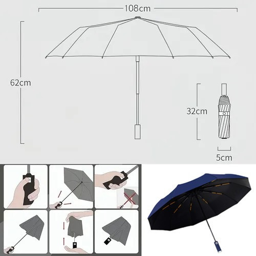 Capa De Chuva + Guarda-chuva Automático Com Lanterna Led