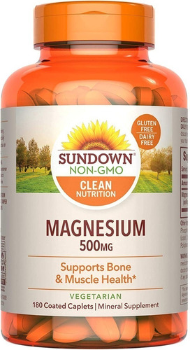 Magnesio 500 Mg Natural Cabello Sano Sundown 180 Capsulas