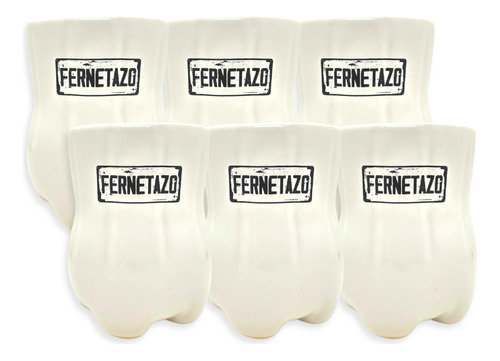 Vaso De Cerámica Blanco Diseño Fernetazo Fernet 800ml X6u