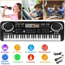 Comprar Babeefly Teclados Piano Digital 61 para Niños Negro 110v con Micrófono Usb Adaptador