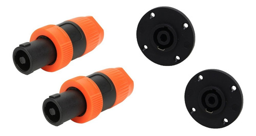 Kit 2 Conector Speakon Macho 4p Laranja Performance Sound