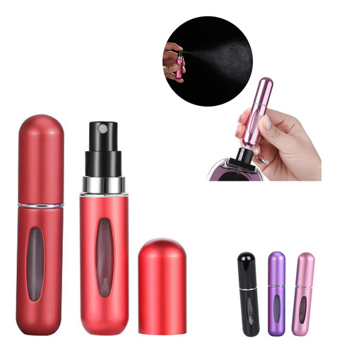 Envase Perfume Dosificador Recargable Spray Cartera Viaje Color Rojo Alitrade