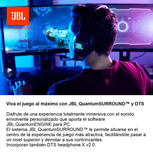 Imagen 3 de 7 de Jbl Quantum 400, Diadema Gamer Rgb Sonido Dts:x2.0 Micrófono