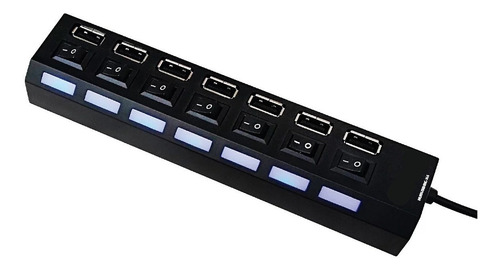 Imagen 4 de 4 de Hub Usb Multiplicador 7 Puertos Usb 2.0 C/ Switch Onoff Hub