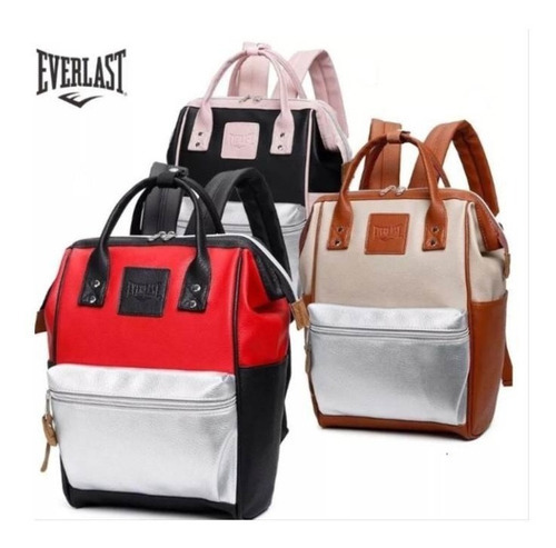 Cartera Mochila Everlast Mujer Cuero Pu Gran Tamaño Urbana