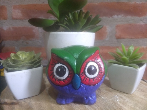 Lechuzas De Colores, Pintadas A Mano