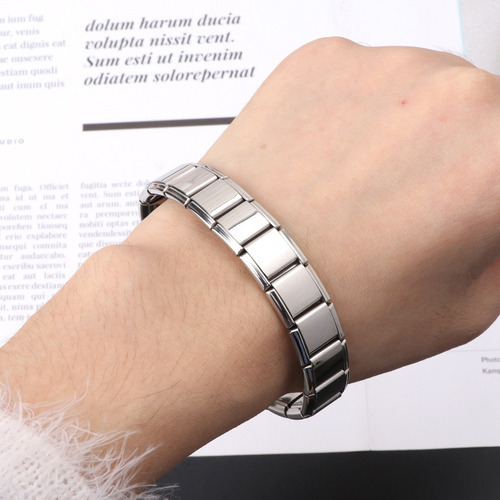 Pulsera De Eslabones De Cadena Elástica De Acero Inoxidable