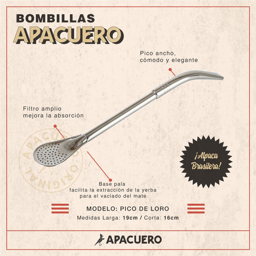 Imagen 2 de 8 de Bombilla Pico De Loro Alpaca Pack X 10