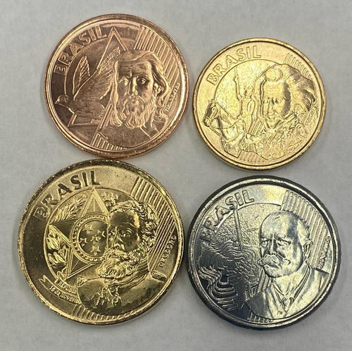 4 Monedas Brasil 5, 10, 25 Año 2023 Y 50 Año 2019 Sin Usar