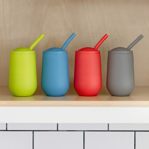 Vaso Ezpz Entrenador Grande Con Popote Para Bebes 6m+ Silicon Color Azul Open Cup + Straw