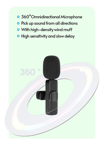 Mini Micrófono Lavalier Inalámbrico Con Clip Omnidireccional
