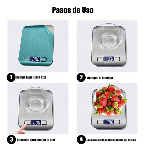 Báscula Cocina Digital Usb Recargable, Báscula De Acero