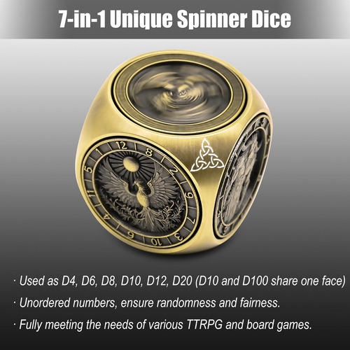 Juego De Dados Giratorios Dnd 7 En 1 Metal 3d Polyhedral Color