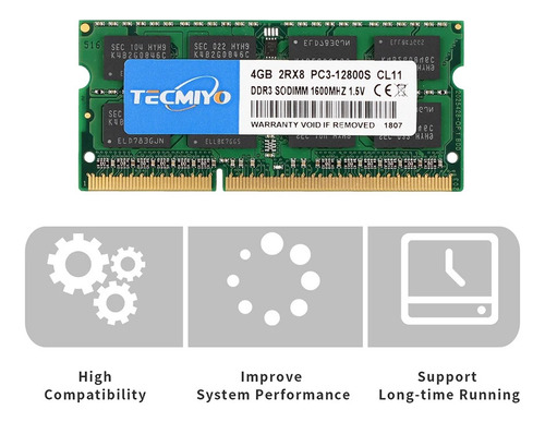 Memória Ram 8gb Ddr3 1600mhz Pc3 12800s 2rx8 1.5v Tecmiyo