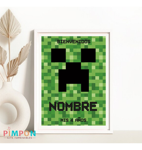 Kit Imprimible Minecraft Creeper - Textos Editables