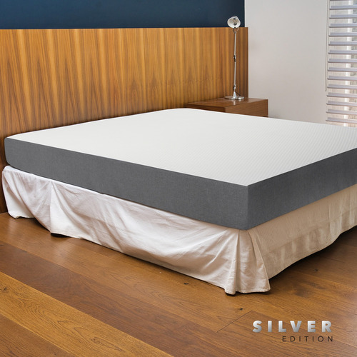 Colchón Matrimonial 10 Cm + Sábanas, Protector Y Almohada Blanco Con Gris