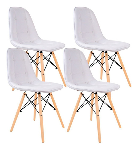 Kit 04 Cadeiras Eiffel Charles Eames Dsw Botonê E01 Branco