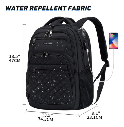 Mochila Kroser Para Portátil De Viaje De 17 Pulgadas, Repele