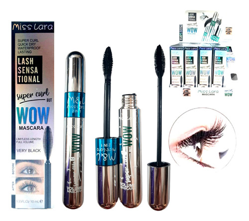 Mascara De Pestañas Rizador 2 En 1 Voluminizadora Miss Lara Color Negro