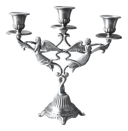 Candelabro De Metal Con Diseño Antiguo De 3 Brazos, Elegante