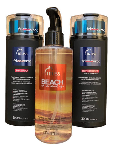 Truss Frizz.zero Shampoo Condicion 300ml + Beach Waves 260ml
