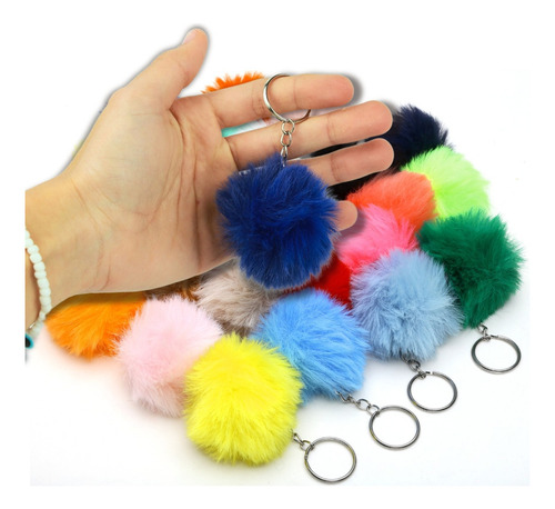 Chaveiro Pompom Pelúcia Kit C/12 - Mix - Nybc