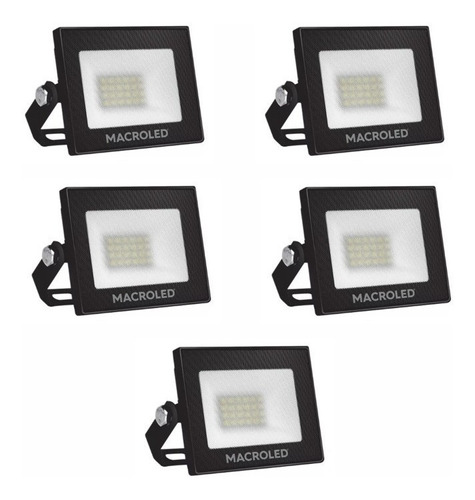 Kit Pack 5 Reflector 10w Macroled Calido 3000k Eco Ip65