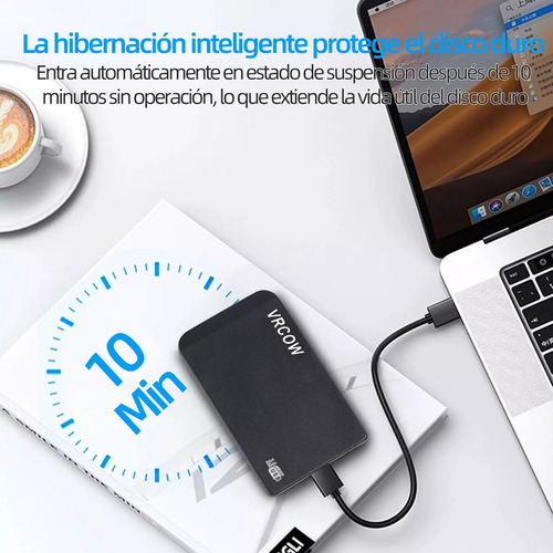 Externo Disco Duro Ssd 2tb Sólido Mini Portátil Vrcow 2000gb Usb3.0 Delgado Compatible Con Pc Portátil Y Mac Negro