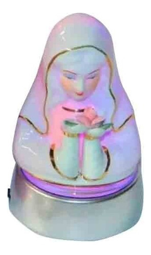 Porcelana Virgen María Rosa Mística Base Luz 