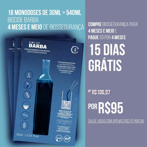 Biocide Barba 18 Monodoses De 30ml = 540ml | 4 Meses E Meio