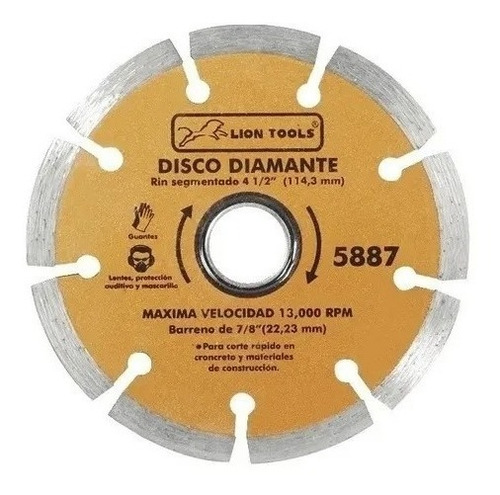 Disco Diamante 4 1/2  Rin Segmentado Lion Tools 5887