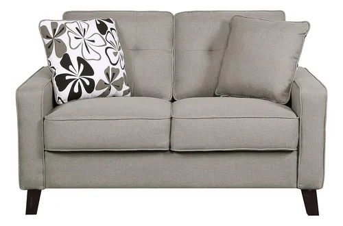 Modern Collection - Sofá Biplaza Tapizado De Lino Con Patas