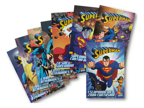Superman - Kit Com 8 Livros Infantis - Leitura E Atividades