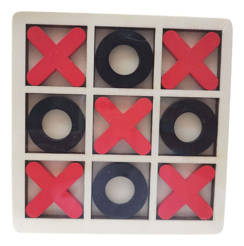 Juego De Mesa De Madera Tic Tac Toe, Juguete De Negro Rojo