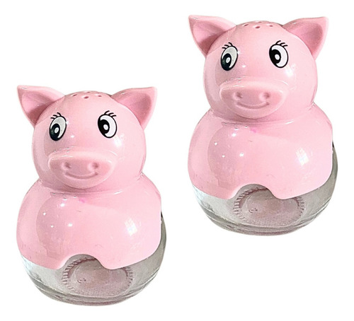Saleros De Puerquito De Vidrio Excelente Calidad 6 Piezas Rosa