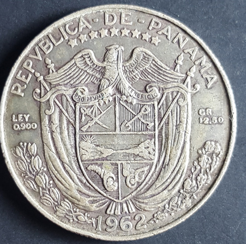 Panama 1/2 De Balboa De 1962 De Plata