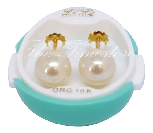 Aros Rosca Tuerca Oro 18k Lili Perla Símil 5-9mm Li-807 Cota